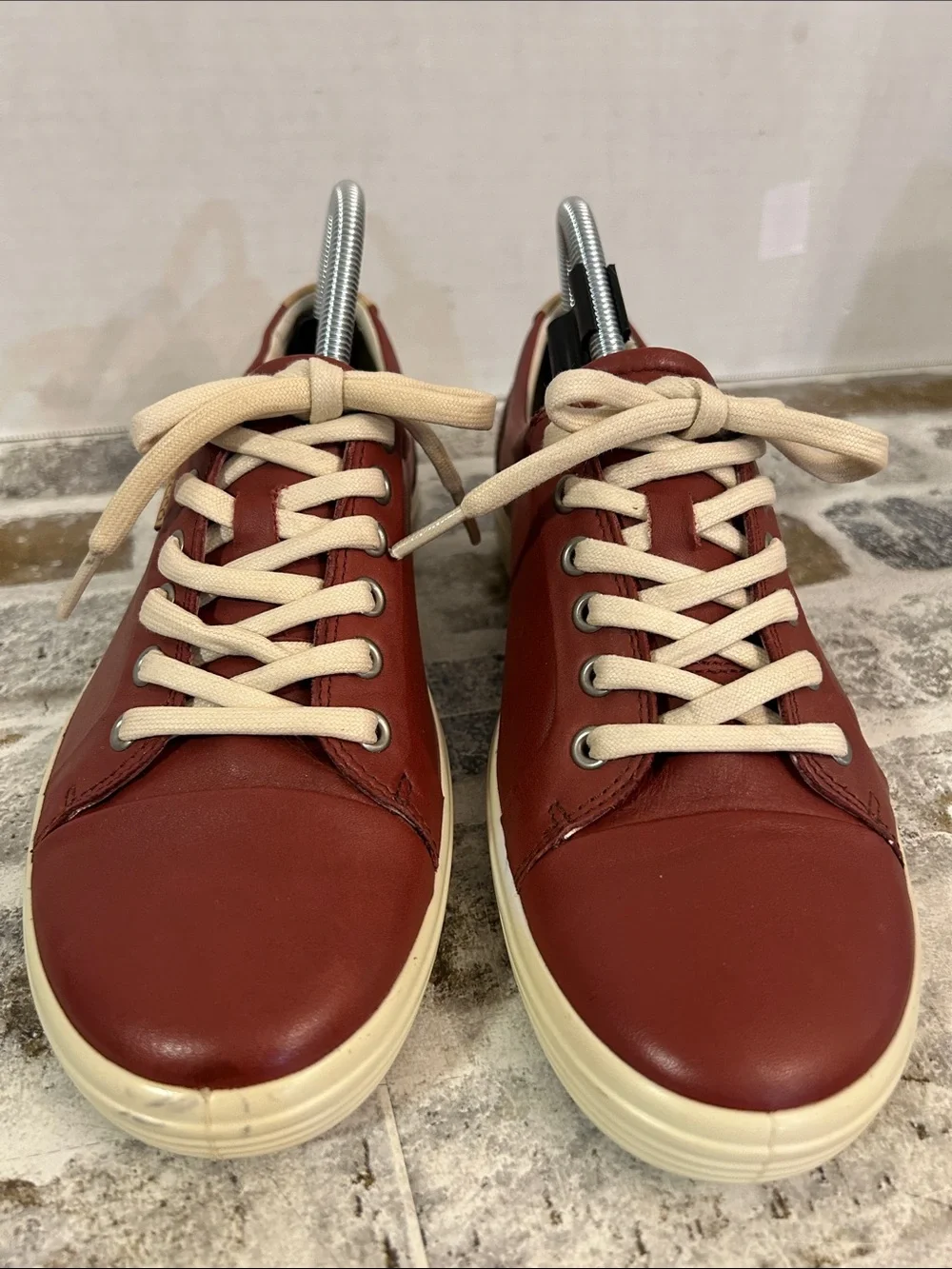 Ecco Women’s Casual Leather Sneakers in Brown with Cream Laces